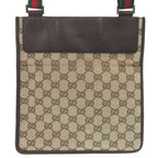 Gucci Sherry Line GG Canvas Messenger Bag 27639 Body Leather Brown
