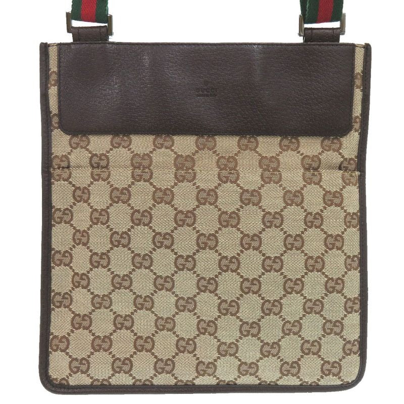 Gucci Sherry Line GG Canvas Messenger Bag 27639 Body Leather Brown