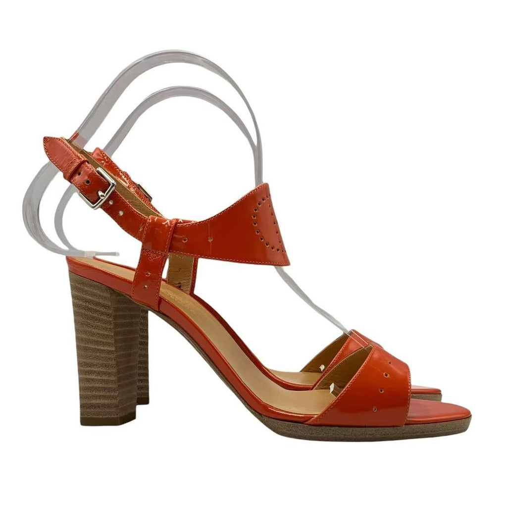 Hermes Heel Sandals Orange Logo 36.5 — view 3