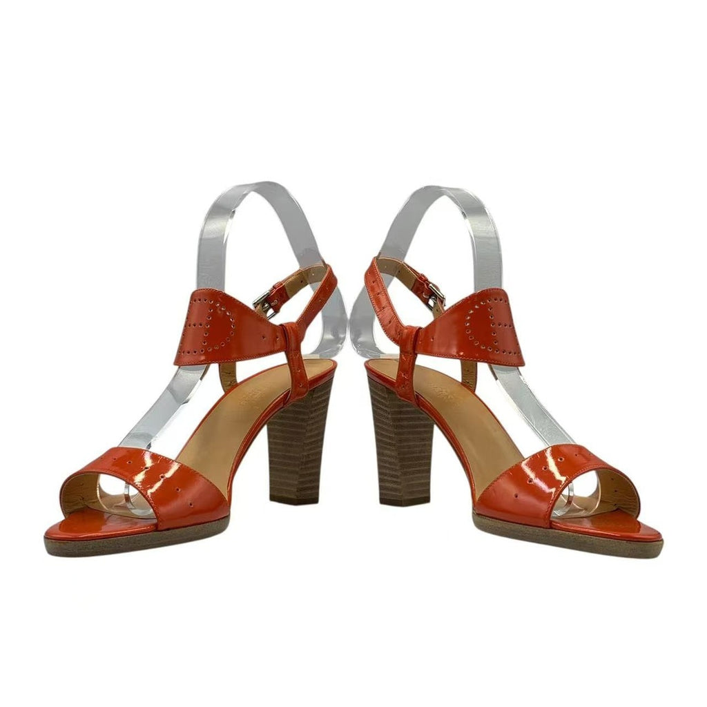 Hermes Heel Sandals Orange Logo 36.5 — view 4