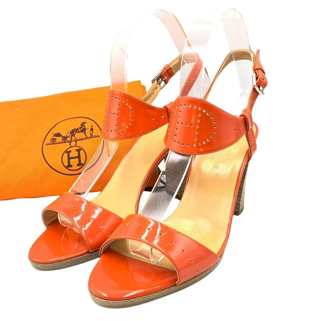 Hermes Heel Sandals Orange Logo 36.5