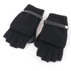 Hermes Baltimore Mittens Cashmere Leather Silver Series Knit Gloves Black — view 4