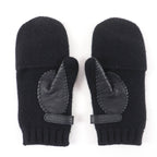 Hermes Baltimore Mittens Cashmere Leather Silver Series Knit Gloves Black — view 6