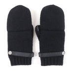 Hermes Baltimore Mittens Cashmere Leather Silver Series Knit Gloves Black — view 7