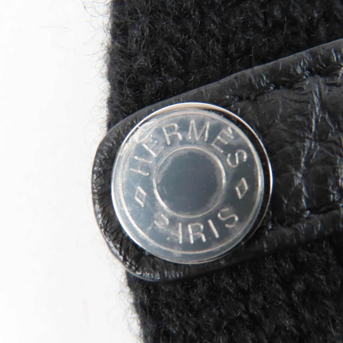 Hermes Baltimore Mittens Cashmere Leather Silver Series Knit Gloves Black — view 8