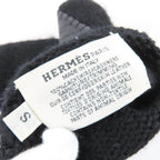 Hermes Baltimore Mittens Cashmere Leather Silver Series Knit Gloves Black — view 9
