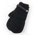 Hermes Baltimore Mittens Cashmere Leather Silver Series Knit Gloves Black