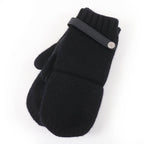 Hermes Baltimore Mittens Cashmere Leather Silver Series Knit Gloves Black