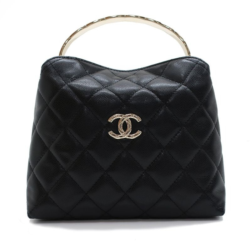 Chanel Top Handle 2-Way Bag Shoulder Black Gold Hardware Quilted — view 2