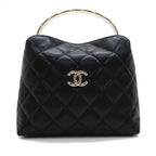 Chanel Top Handle 2-Way Bag Shoulder Black Gold Hardware Quilted — view 2