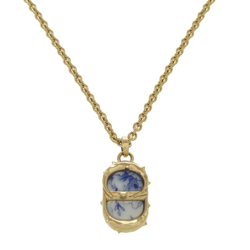 Dior CD Icon Logo Gold Blue Necklace Accessories 0575 — view 2