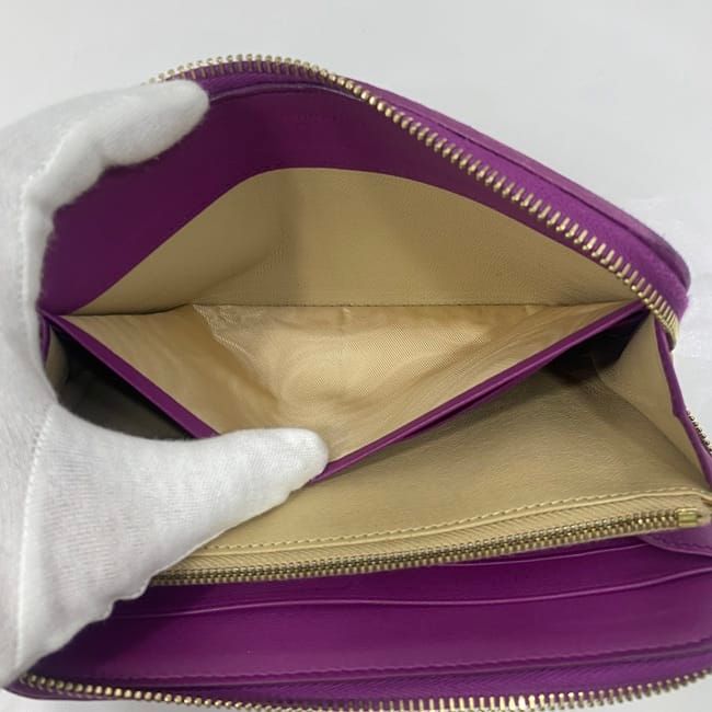 Bottega Veneta Round Zipper Long Wallet Purple Intrecciato — view 7
