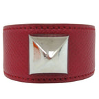 Hermes Medor Bangle Leather Metal Red Engraved D 0564 — view 4