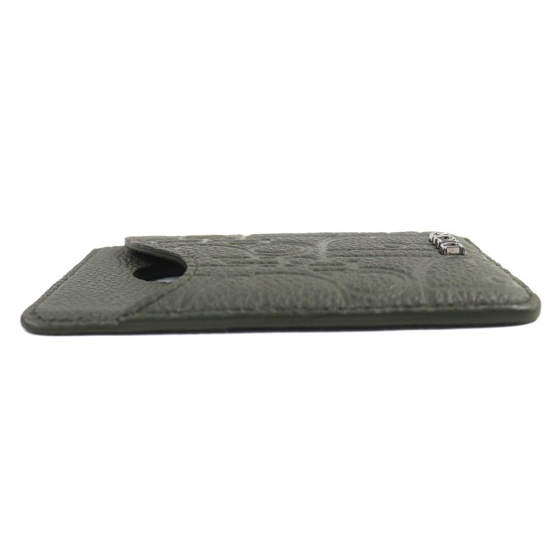 Christian Dior 2 flg Saddle Logo Magnet Gravity Leather Card Holder Case — view 5