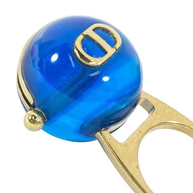 Christian Dior Ring Accessories Jewelry Small Tribal Ball Logo GP Gold Blue — view 9
