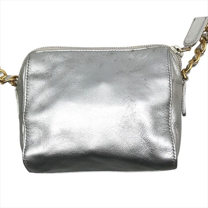 Prada Leather Mini Chain Shoulder Bag Silver Gold — view 2