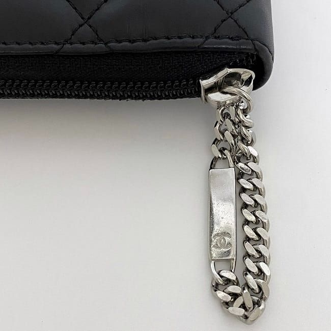 Chanel Round Zipper Long Wallet Black White — view 7