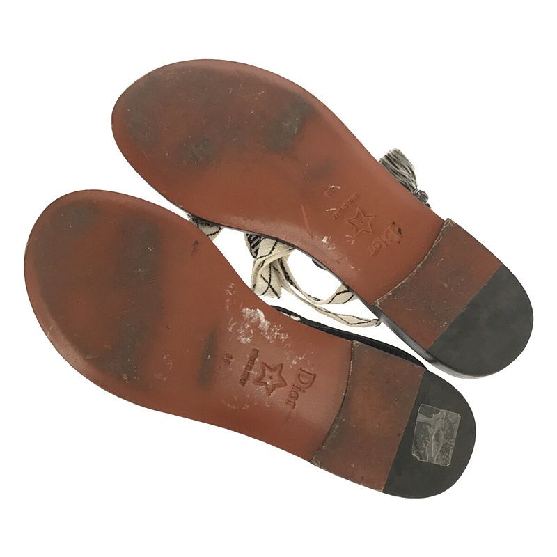 Christian Dior Ja Ankle Ribbon Flat Sandals 38 Black — view 5