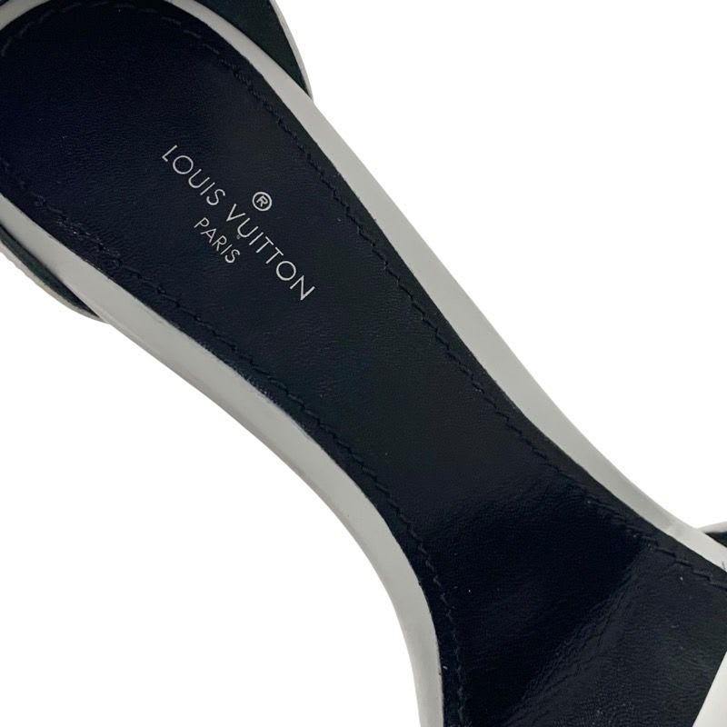 Louis Vuitton Sandals Shoes Leather White Silver Logo Strap — view 7