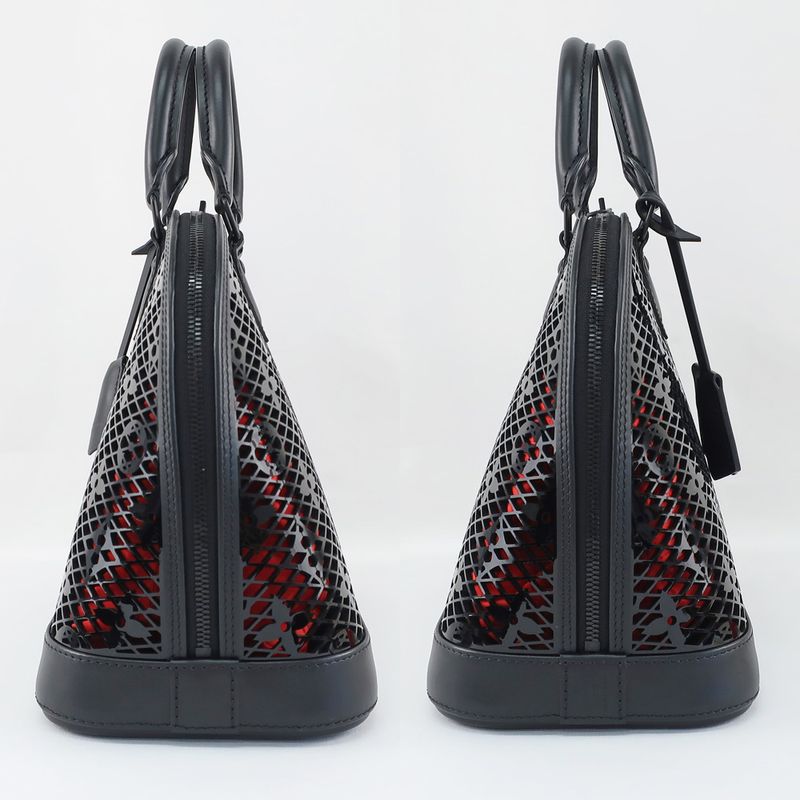 Louis Vuitton Alma PM Monogram Lace Handbag Black Red — view 4