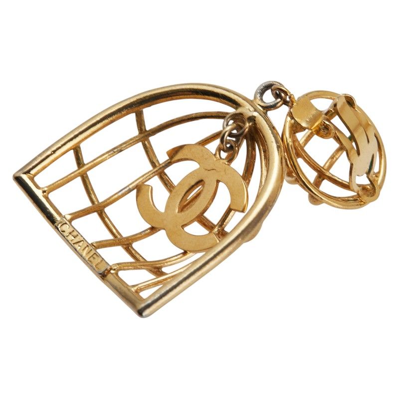 Chanel Vintage Coco Mark Birdcage Gold Plated — view 5