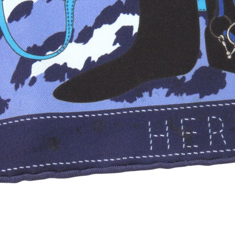 Hermes Carre 40 Monsieur ET Madame & Silk Blue Scarf 0821 — view 7