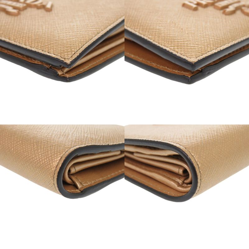 Prada 1 Mv204 Saffiano Leather Gold Fold Wallet 0933 — view 3