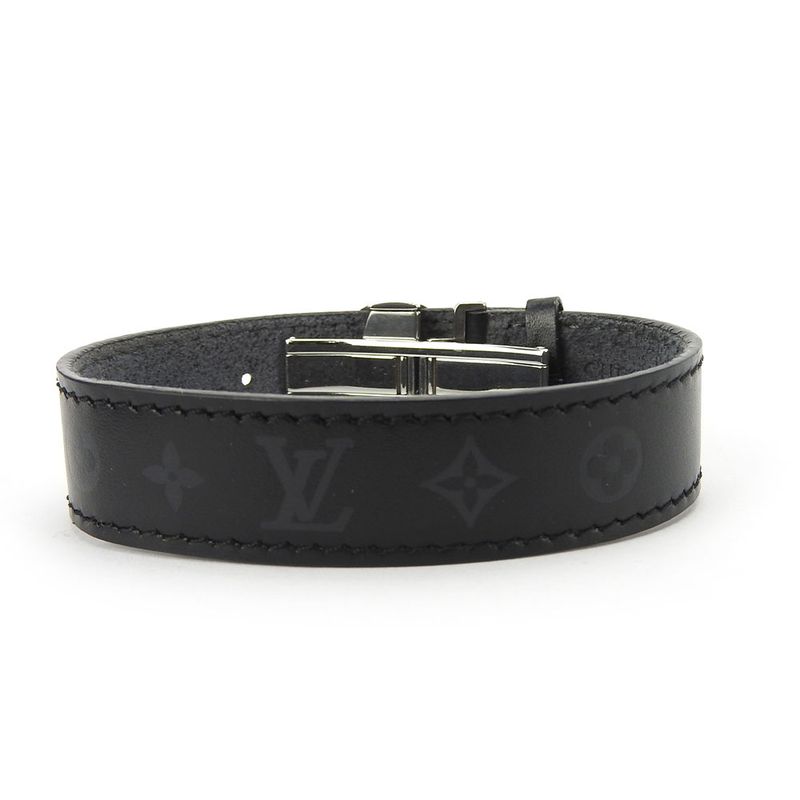 Louis Vuitton Bracelet Vu Good Luck Leather Black Silver Hardware — view 3