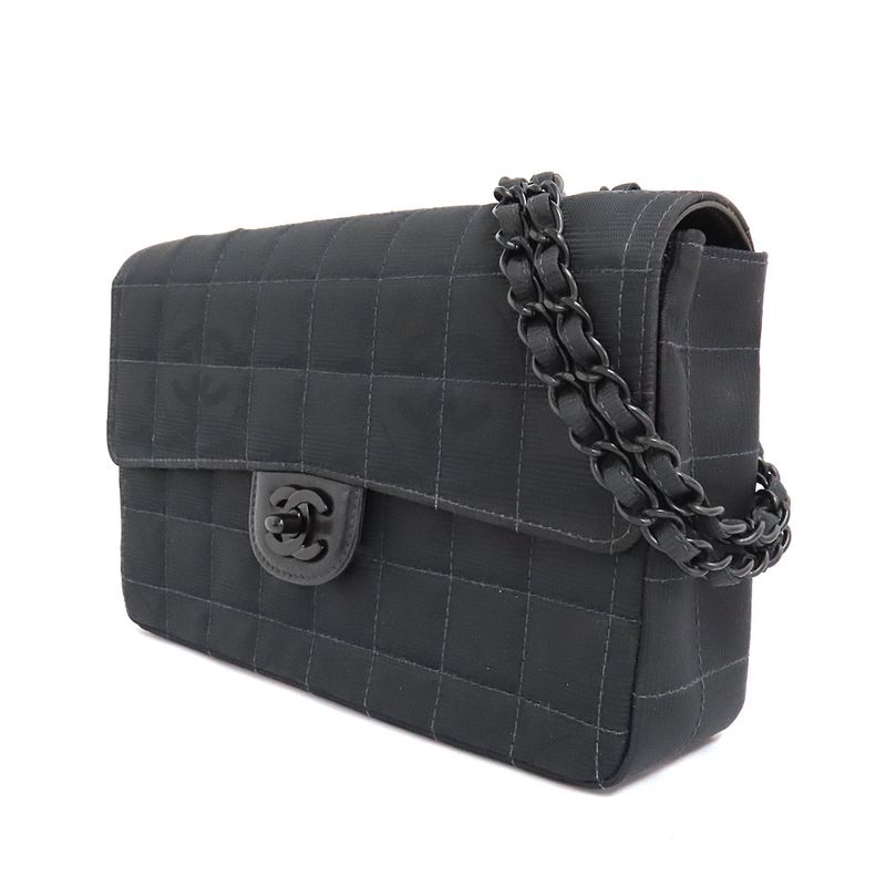 Chanel Vintage New Travel Line All Black Chain Shoulder Bag — view 3