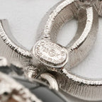 Chanel Earrings Silver Black Coco Mark Rhinestone Flower — view 7