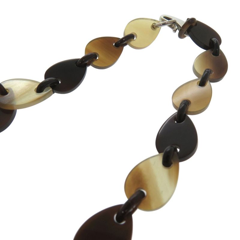 Hermes Large Horn Necklace Teardrop Buffalo Silver 925 Brown 1458 — view 5