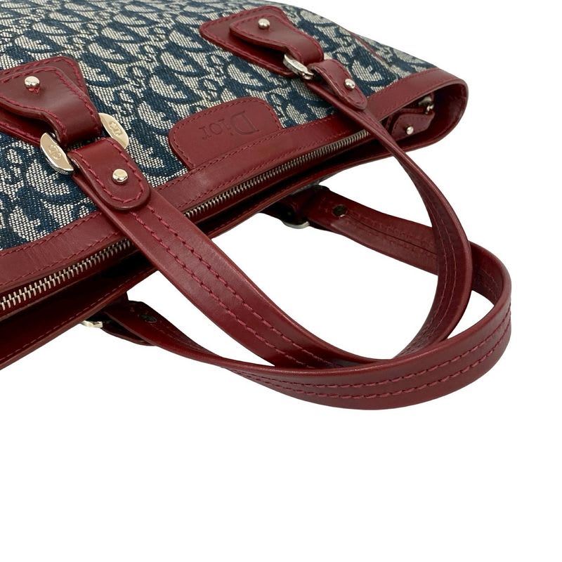 Christian Dior Trotter Pattern Canvas Leather Tote Bag