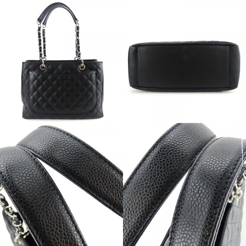 Chanel Tote Bag Grand Shopping GST Quilted Caviar Leather Black Silver Hardware Chain 14 Coco — view 3