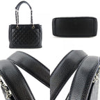 Chanel Tote Bag Grand Shopping GST Quilted Caviar Leather Black Silver Hardware Chain 14 Coco — view 3
