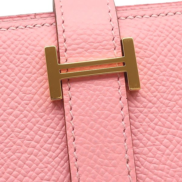 Hermes Long Wallet Bearn Souffle Vaux Epson Rose Confetti Gold Hardware Bifold — view 7