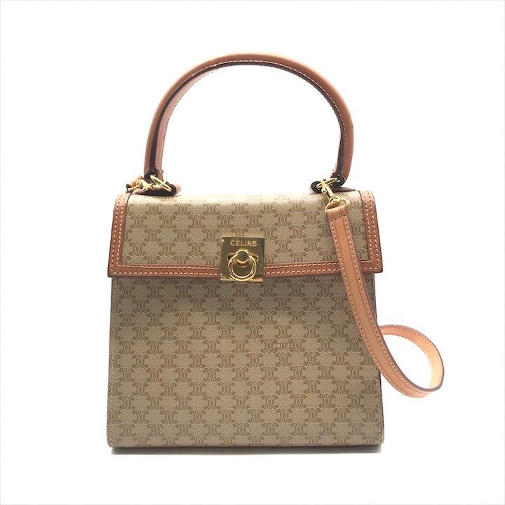 Celine Macadam Triomphe Circle 2-Way Bag Beige — view 2