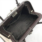 Prada Canvas Leather Mini Hand Bag Clasp Brown — view 8
