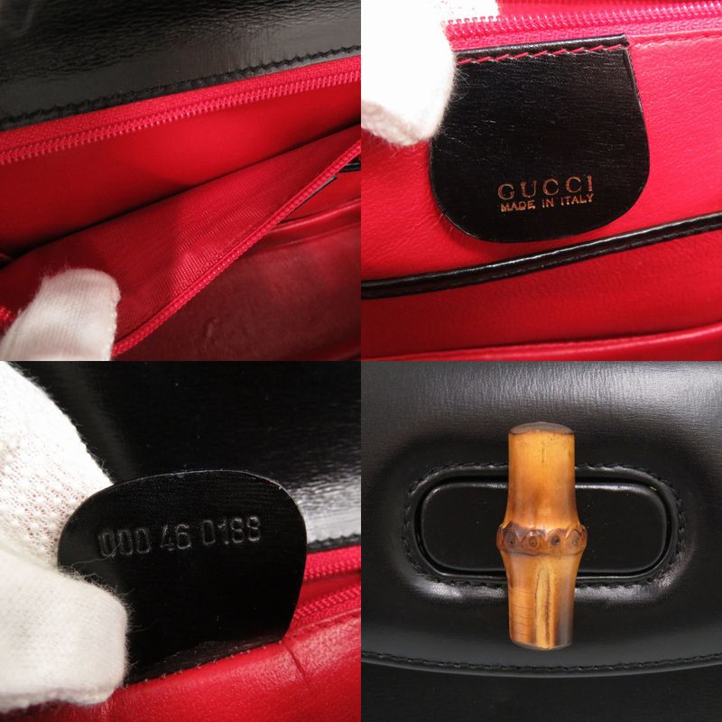 Gucci Bamboo 000 46 0188 Leather Black 2-Way Shoulder Bag 0257 — view 8