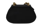 Chanel Half Moon Chain Bag CC Logo Satin Leather Black Gold — view 3