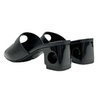 Hermes ELIA Sandals Shoes Leather Black Mule Circle Cut — view 4