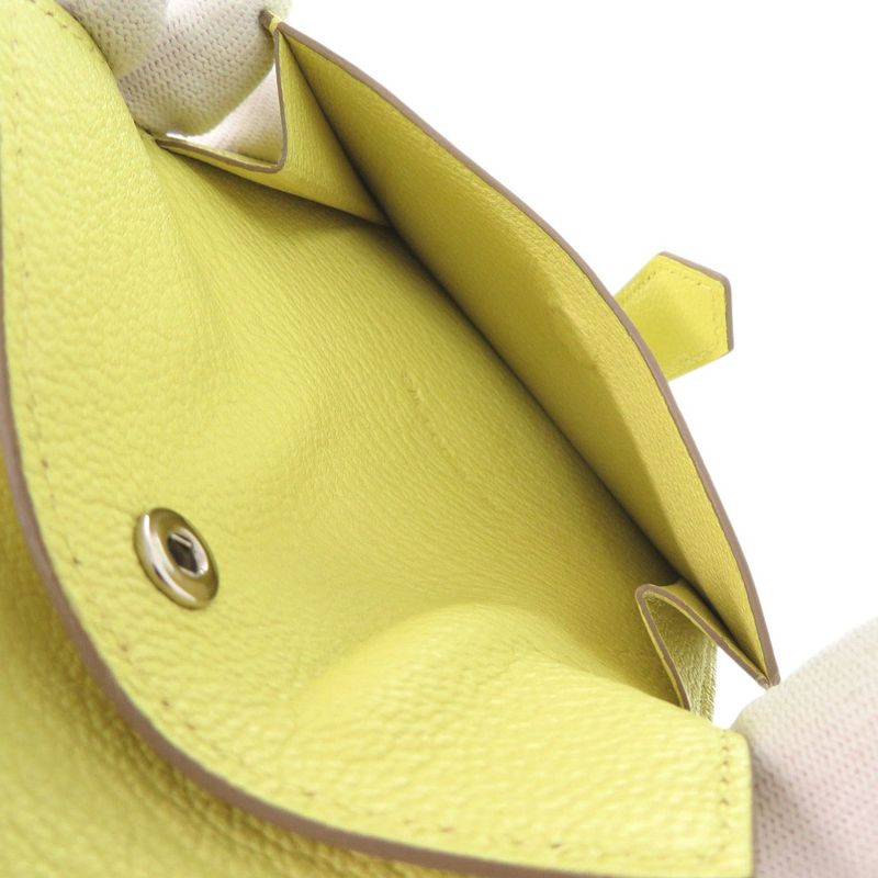 Hermes Bearn Card Case Chevre Mizor Lime Stamped W Yellow 1650 — view 7