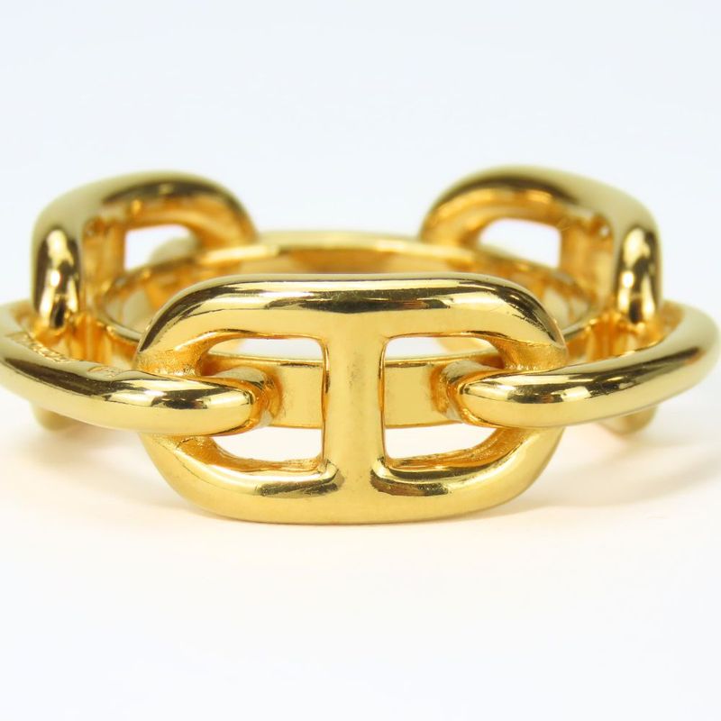 Hermes Scarf Ring Chaine D'ancre Metal Gold Plated Accessories — view 3