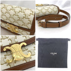 Celine Shoulder Bag White Brown Triomphe — view 2