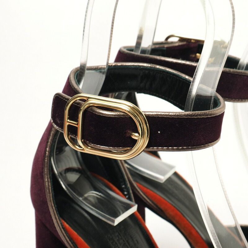 Hermes Sandals Size 35.5 Ankle Strap Shoes Velour Chunky — view 7