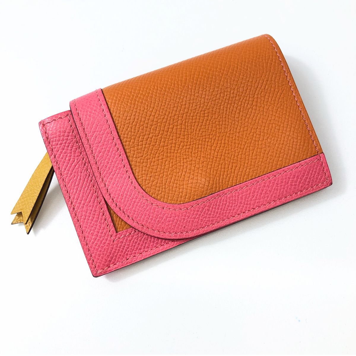Hermes Camaille Mini Coin Case Veau Epsom Orange Pink — view 2