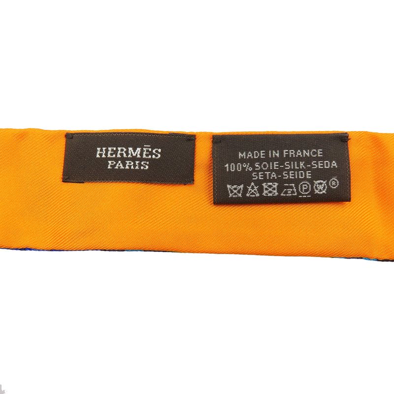 Hermes Twillon Complete Set Of Horse Riding Gear Silk Orange Blue Scarf 0190 — view 3