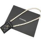 Chanel Card Case Holder Pass Black Gold Coco Mark Quilted Pearl — view 9