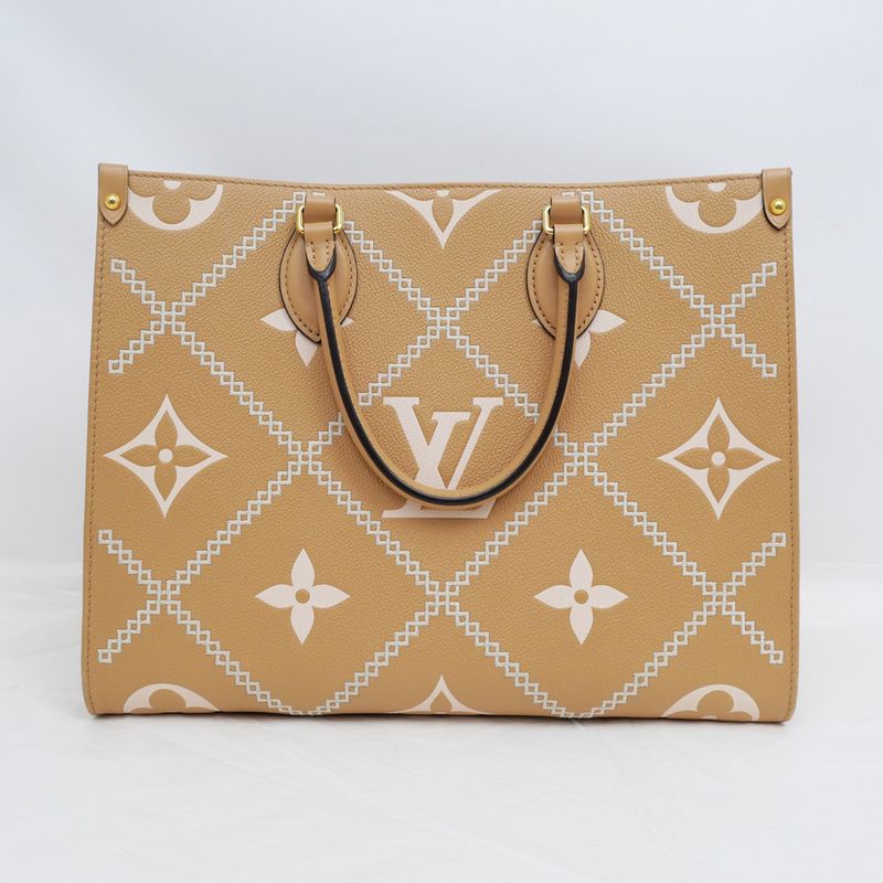 Louis Vuitton On The Go MM Handbag Tote Broderie Arizona Brown Monogram — view 3