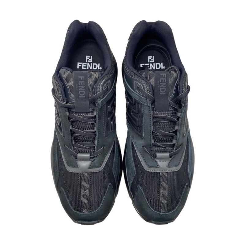 Fendi Sneakers 7 E1555 6 Size FF Logo Rubber Mesh Black — view 5
