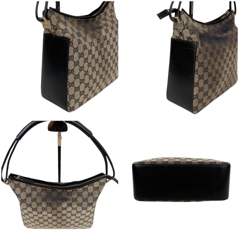 Gucci One Shoulder Bag GG Canvas Nylon Leather Dark Brown Hobo Soho — view 4
